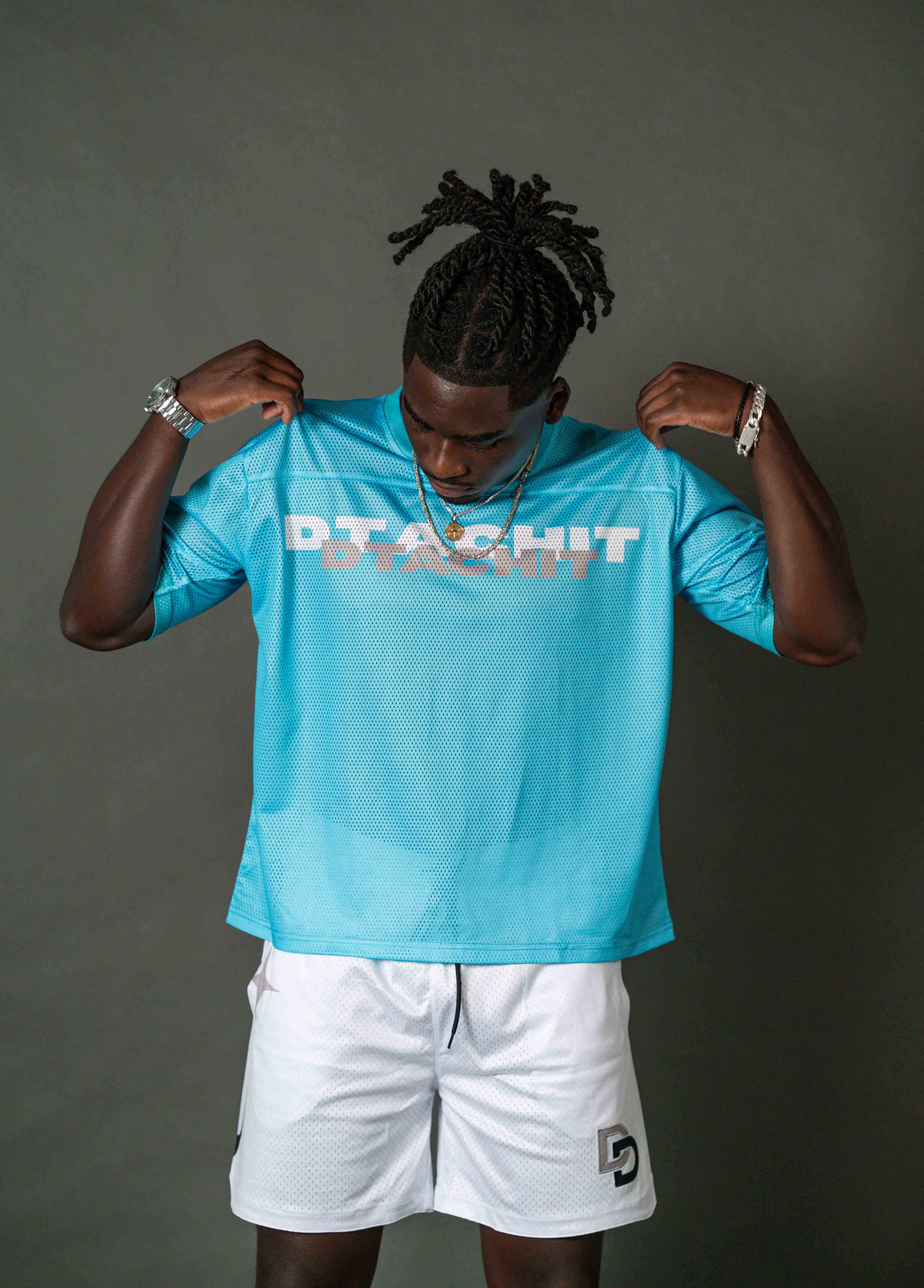 Dtachit Blue Mesh Oversized Jersey